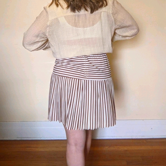 VTG Brown Striped Pleated Skirt - Picture 9 of 11